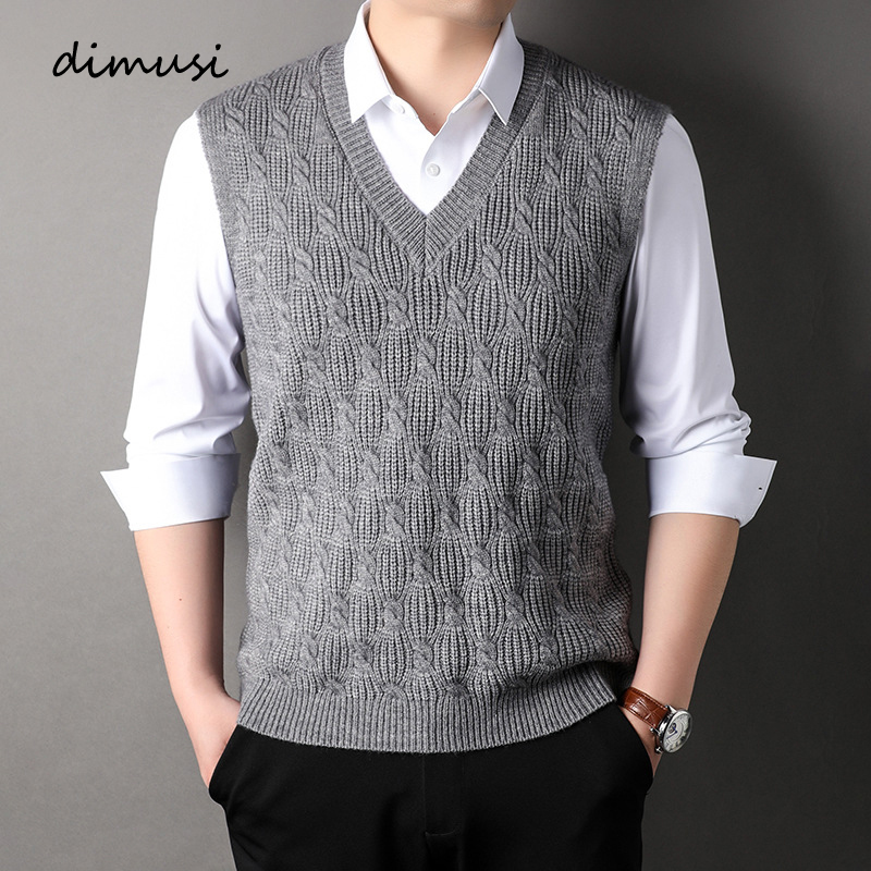 Winter Clothing Men Style - DIMUSI-بلوفرات صوفية بدون أكمام للرجال ،