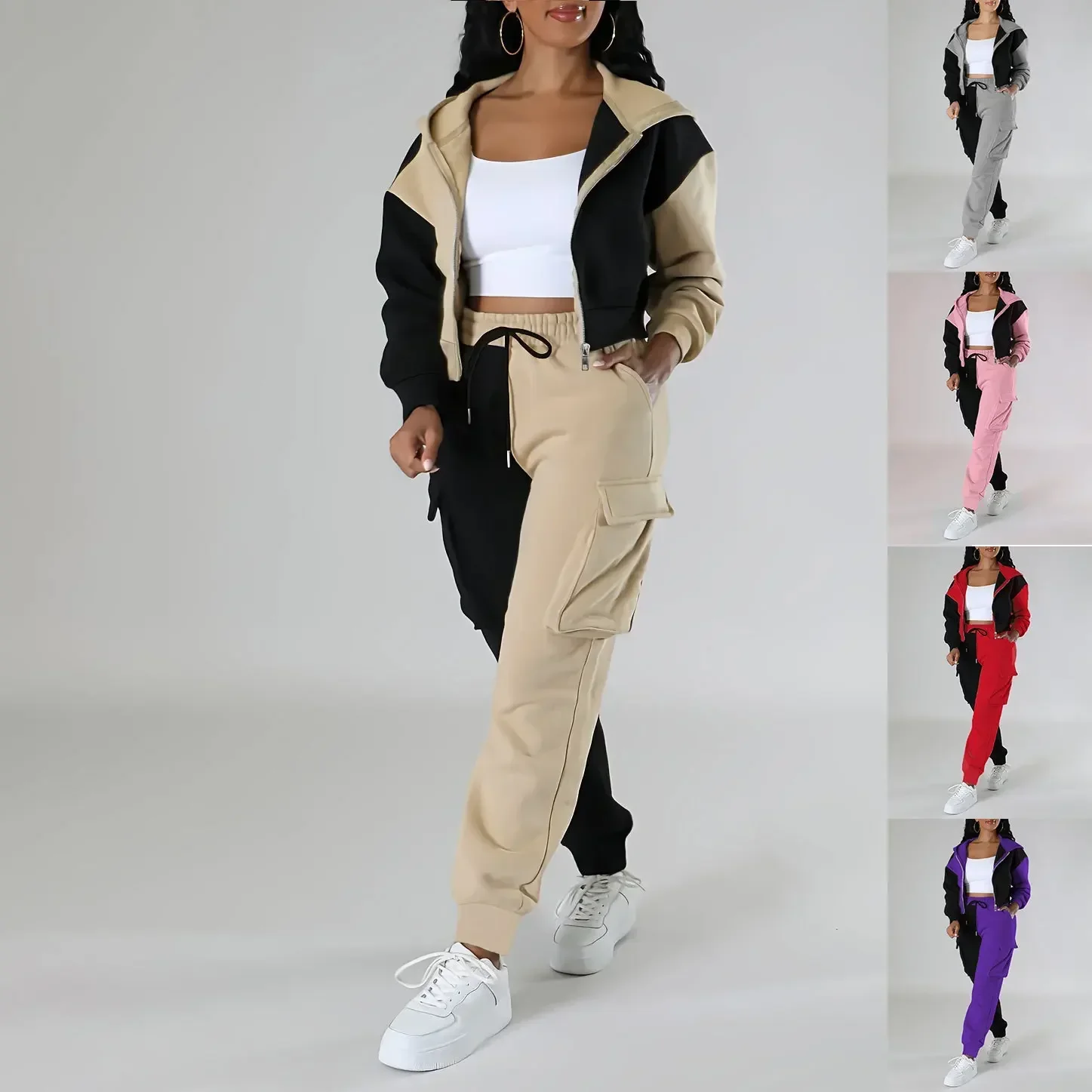 Winter Clothing Kit - المرأة فضفاضة الخريف الشتاء قطعتين دعوى