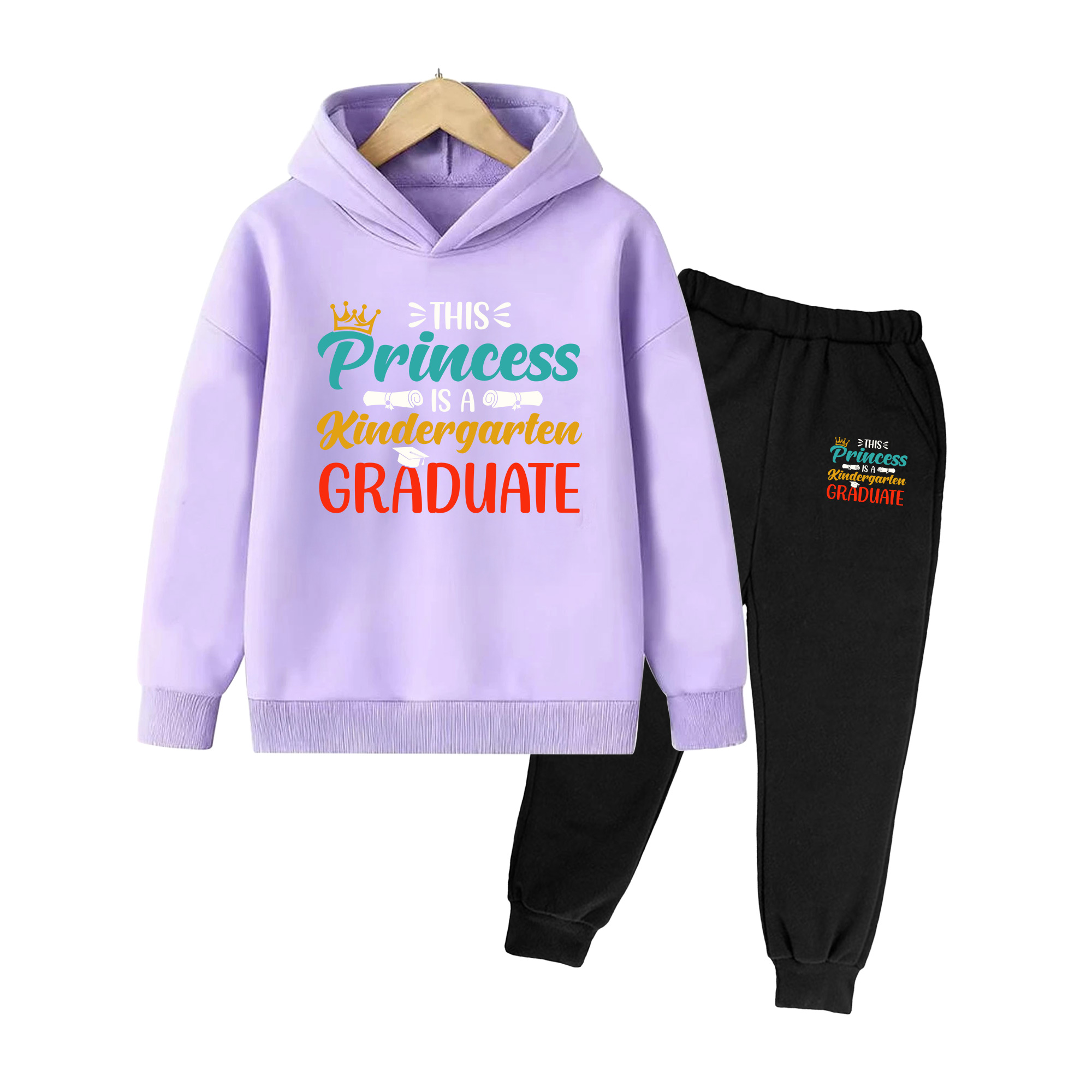 Winter Clothing Kindergarten - طقم هودي وبنطلون مطبوع لخريجي رياض