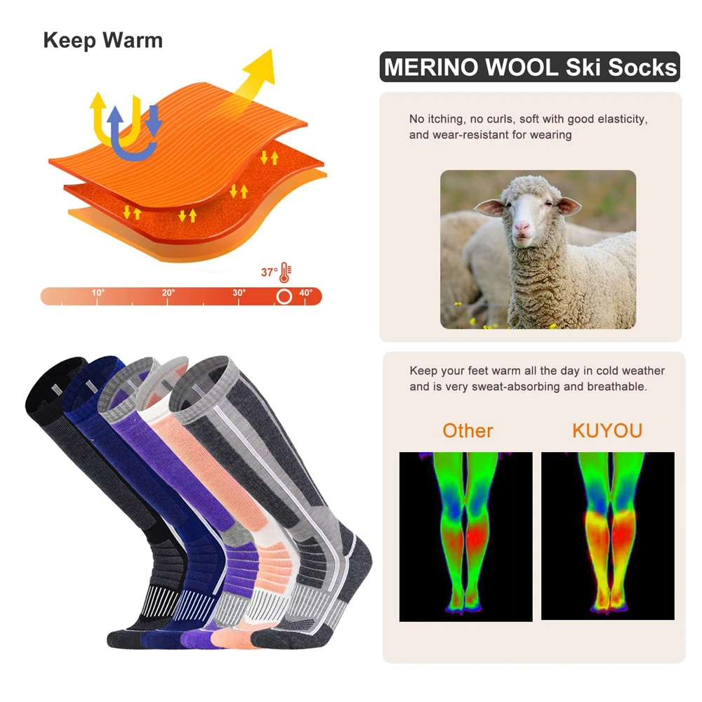 XQQMXX-جوارب تزلج حرارية عالية - مراجعة Thermal Sock Merino وسعره